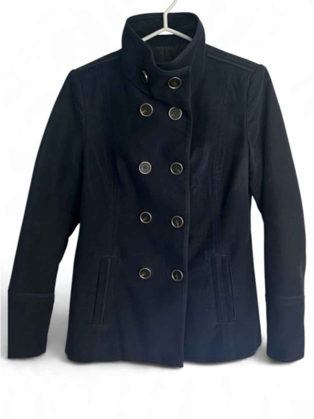 Mango Casual Navy Blue
Double-Breasted Peacoat
Jacket - Size XS